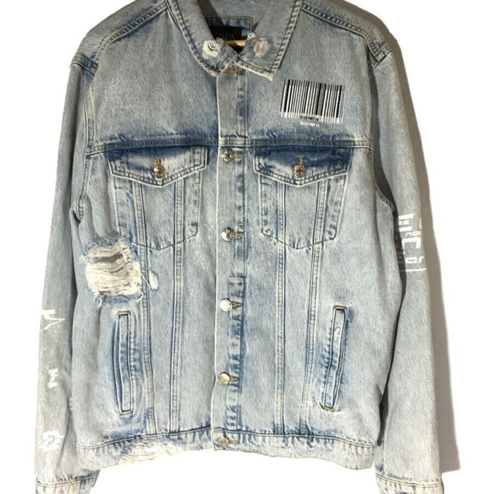 ZARA PRINT DENIM JACKET SIZE S 1466 415 406